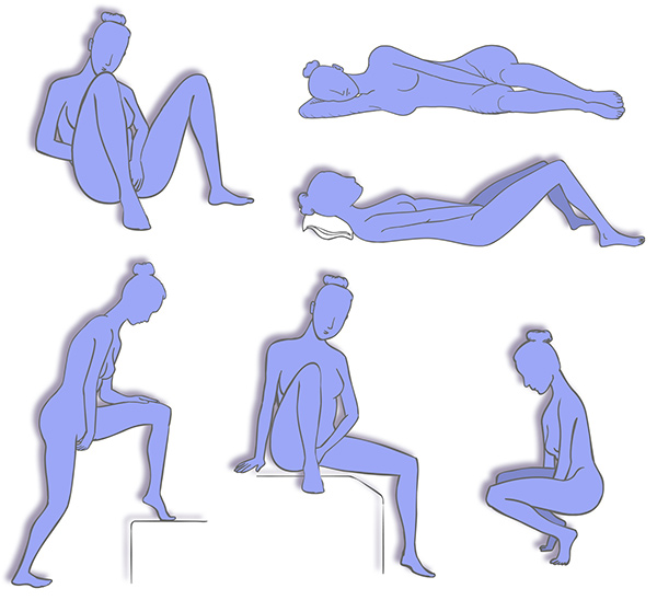 Les postures pour l'utilisation des dilatateurs vaginaux