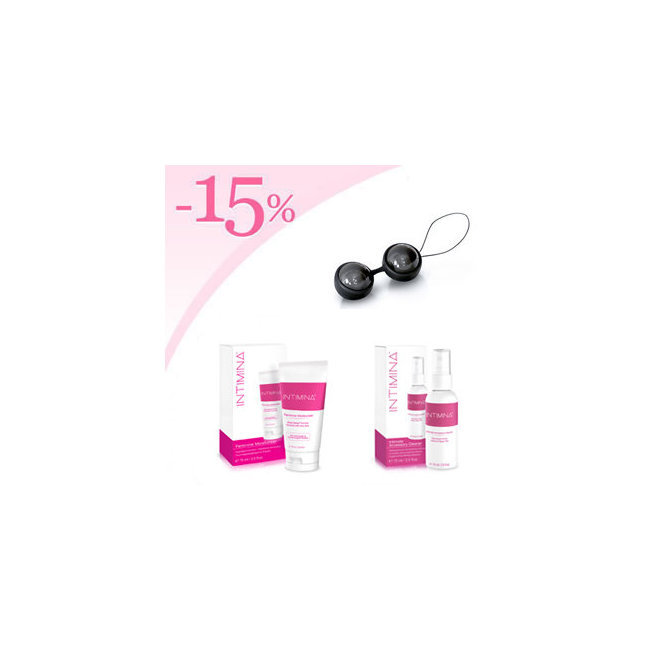 MINI Boules de Geisha Lelo Luna Balls Noires + hydratant lubrifiant féminin Intimina + Nettoyant Intimina