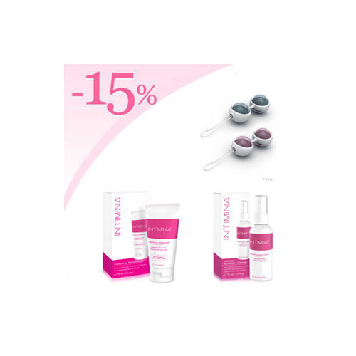 MINI-Boules de Geisha Lelo Luna Balls + Gel hydratant lubrifiant féminin intimina + Nettoyant Intimina