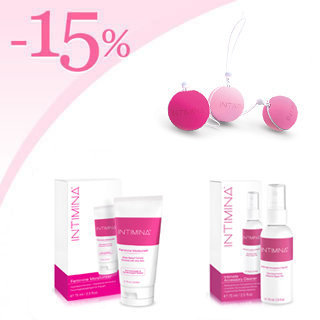 Perles Intimina Laselle avec 15% sur spray nattoyant Intimina et lubrifiant intime Intimina