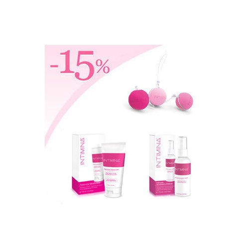 Perle de Kegel Laselle + hydratant lubrifiant féminin Intimina + Spray de nettoyage Intimina