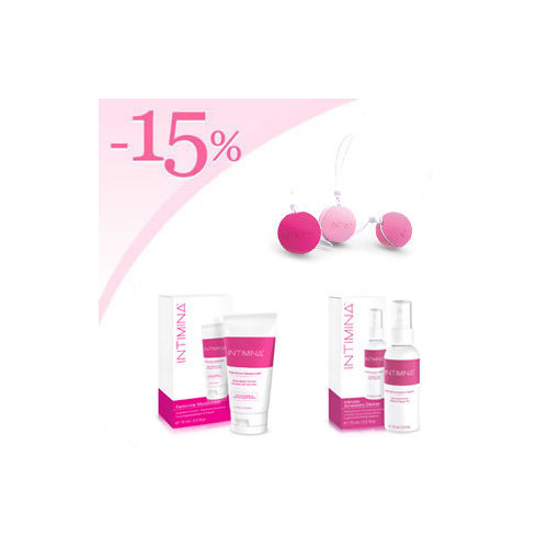 Intimina Laselle Pack de 3 + hydratant lubrifiant féminin Intimina + Nettoyant Intimina