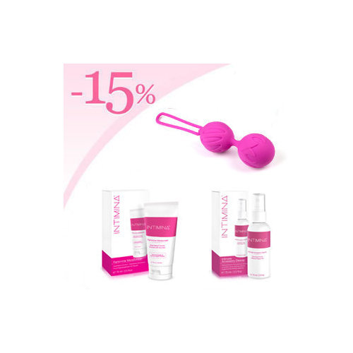 Boules de Geisha Lastic balls + Hydratant féminin Intimina + Nettoyant Intimina