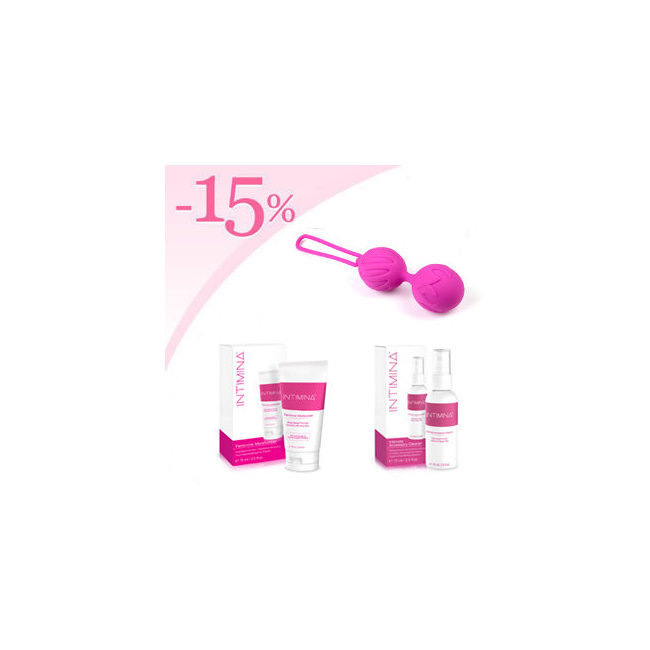 Boules de Geisha Lastic balls + Hydratant féminin Intimina + Nettoyant Intimina