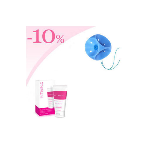 Pessaire cube perforé avec bouton + Hydratant lubrifiant féminin Intimina