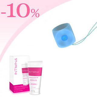 Pessaire cube bouton avec 10 % de remise sur le gel hydratant lubrifiant Intimina