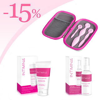 Promo : dilatateurs vaginaux Intimrelax avec 15 % de remise sur le nettoyant et le lubrifiant Intimina