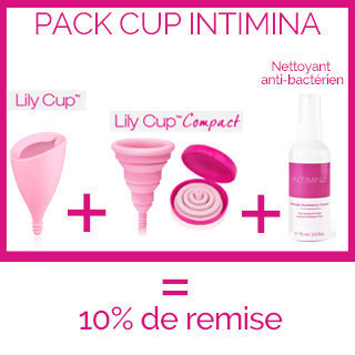 Une Lily Cup Classic + Une Lily Cup Compact + un spray nettoyant antibactrien et antifongique