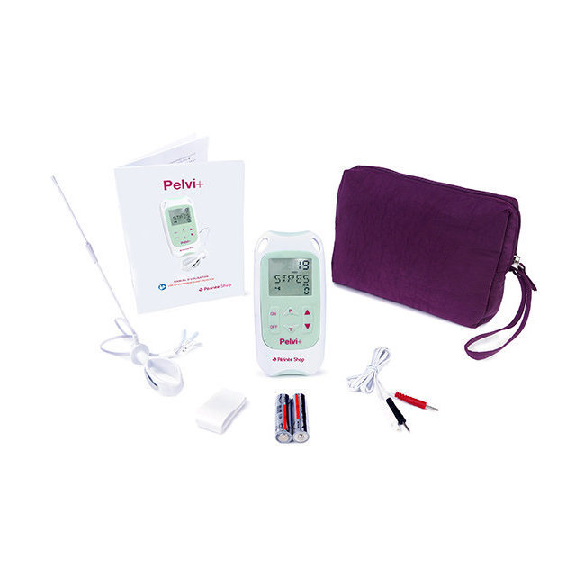 Kit complet Pelvi+ avec sonde, câble, piles, clip ceinture, mode d'emploi et pochette de rangement