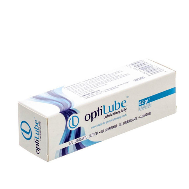 Packaging du tube de gel OptiLube : Gel intime stérile à base d'eau