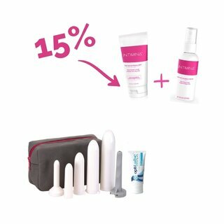 Le kit de dilatateurs AMIELLE COMFORT + le lubrifiant intime et le nettoyant antibactrien de chez Intimina = -15 % sur le lubrifiant et le nettoyant