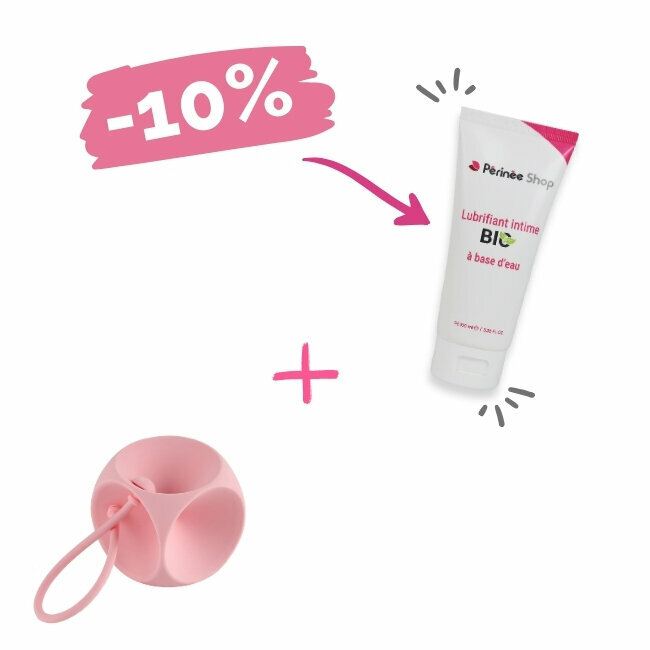 Pessaire cube non-perforé avec bouton + Lubrifiant BIO