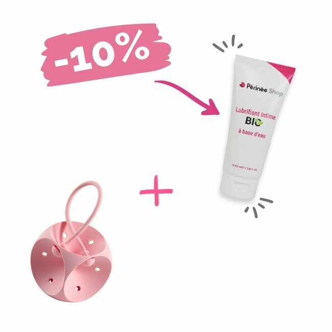 Pessaire cube perforé avec bouton + Lubrifiant BIO