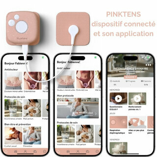 Rélié à des électrodes, il se connecte en bluetooth pour suivre son protocole de soins : Electrostimulation, Exercices de Kegel Rélié à des électrodes, il se connecte en bluetooth pour suivre son protocole de soins : Electrostimulation, Exercices de Kegel