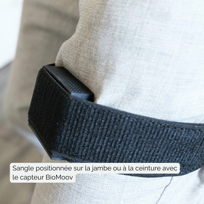 La sangle avec velcro se positionne sur une jambe, ou à la ceinture La sangle avec velcro se positionne sur une jambe, ou à la ceinture