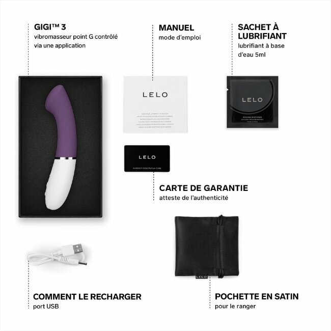 Le contenu du coffret du stimulateur intime Gigi3 Le contenu du coffret du stimulateur intime Gigi3