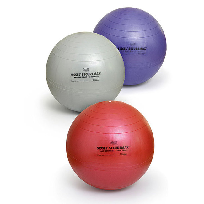 Swissball ballon de gymnastique au choix : Lilas 45 cm, Rouge 55 cm, Argent 65 cm et Bleu 75 cm