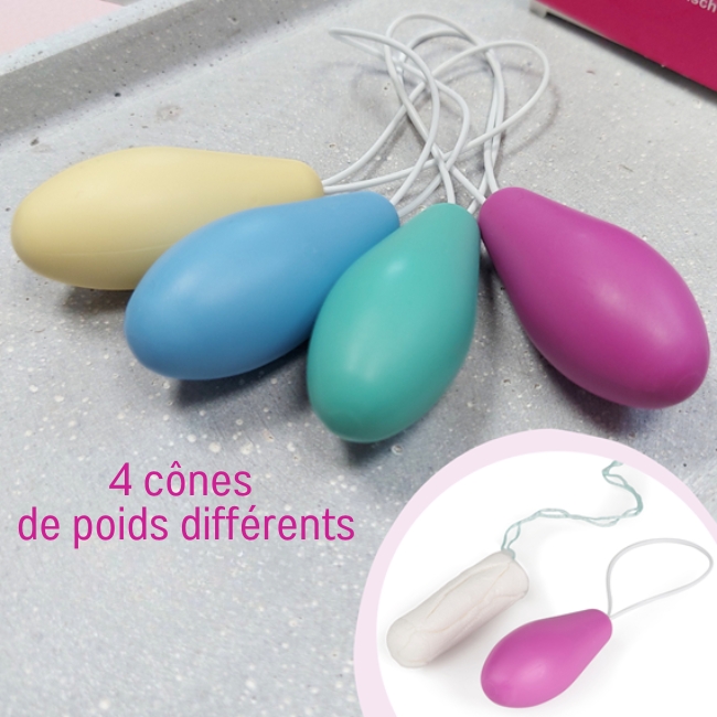 Les 4 cônes vaginaux Phase 1 de chez Elanée