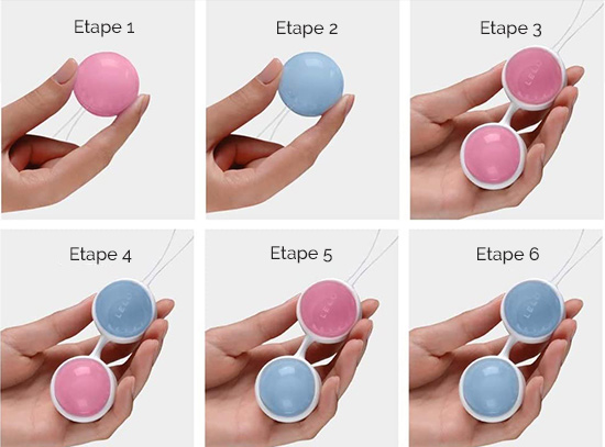Les différents étapes des boules de Geisha Lelo Luna balls