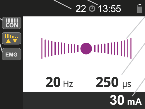 Interface d'électrostimulation du Neurotrac MyoPlus PRO