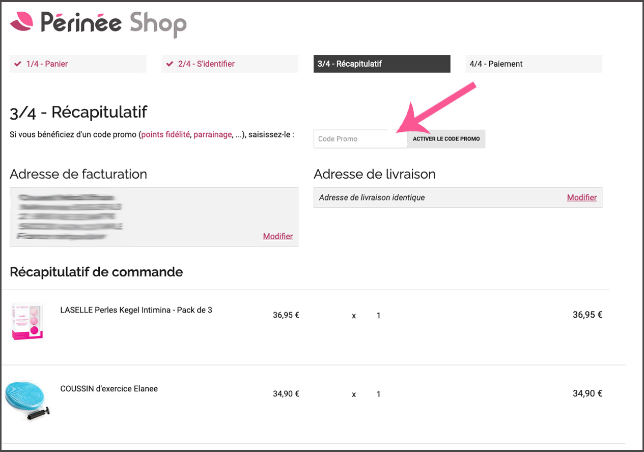 Récapitulatif commande PérinéeShop