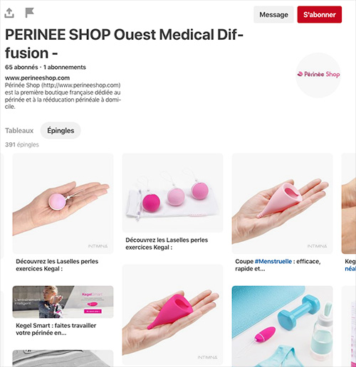 Compte Pinterest d'informations sur les produits de rééducation périnéale