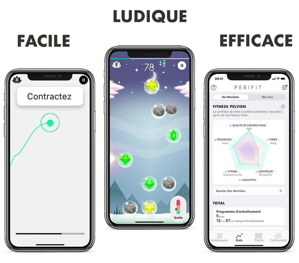 Application conçue pour la rééducation périnéale via une sonde connectée